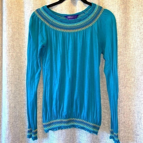 Miley Cyrus Max Azria Women's Turquoise Boho Top Small - Picture 1 of 5
